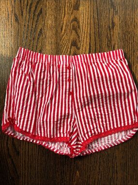 Kids Red & White Striped Athletic Lounge Shorts